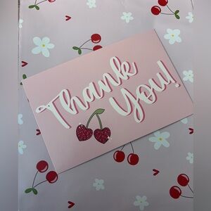 50PC Small Shipping Bundle-25(7.5x10.5) Cherry Poly Mailers + 25 Thank You Cards